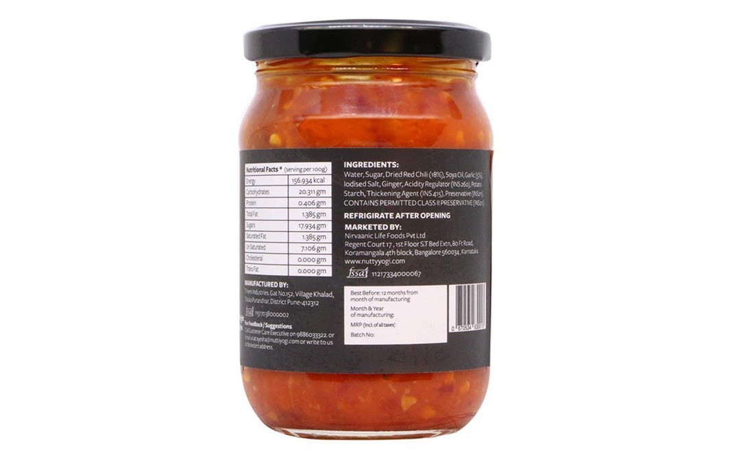 Nutty Yogi Singapore Chilli Garlic Sauce   Glass Jar  200 grams
